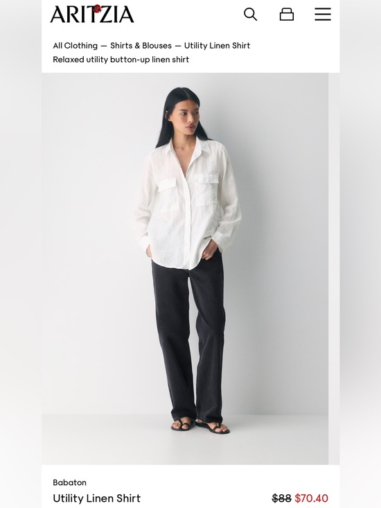 Aritzia Tops - ARITZIA BABATON 100% Linen Utility Button Down White Shirt